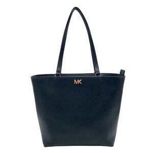 Michael Kors Mott Admiral Blue Leather Zipper Top Tote Bag